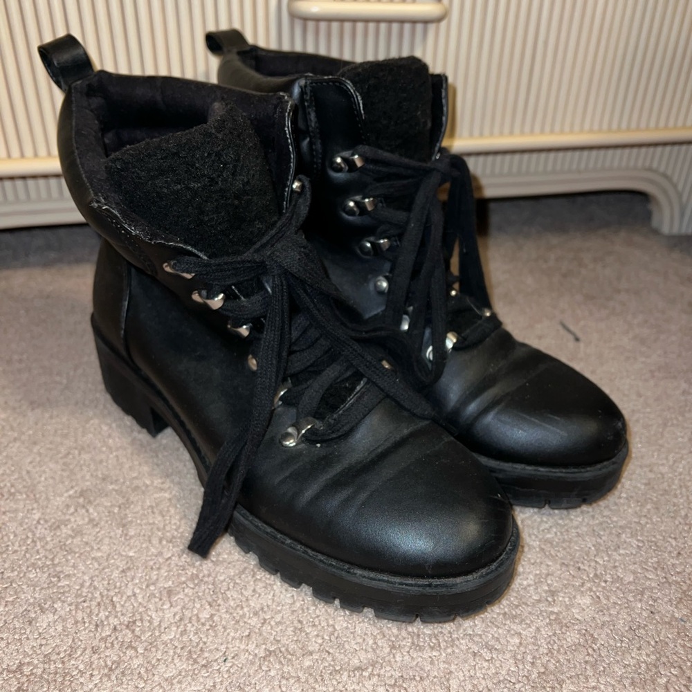 Forever 21 Black Lace-Up Boots